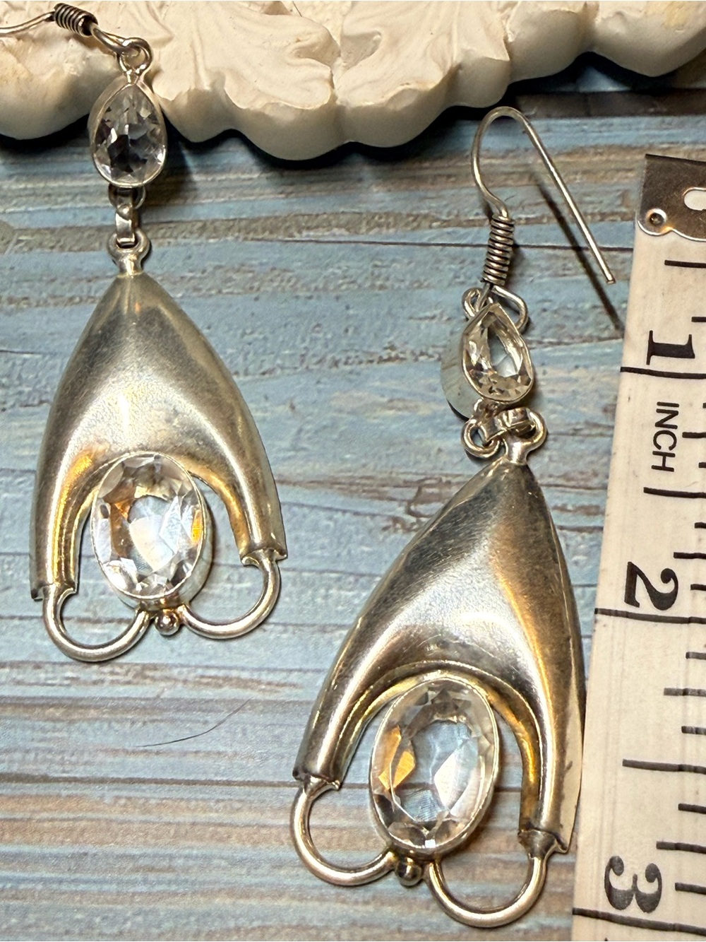 Silver-tone Clear Crystal Drop Earrings - Women Jewelry